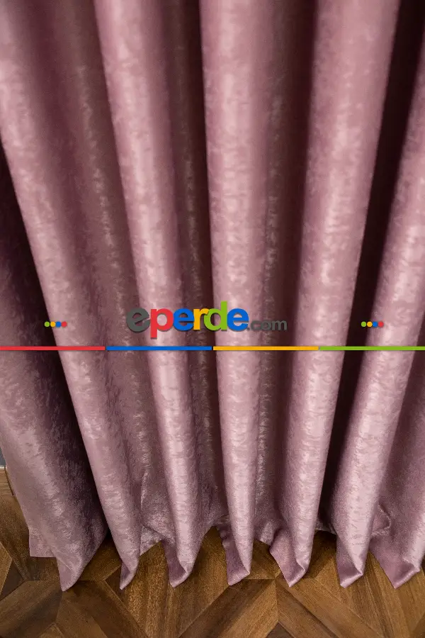 Salon - Soft Fon Perde Gül Kurusu Dökümlü En - Gül Kurusu