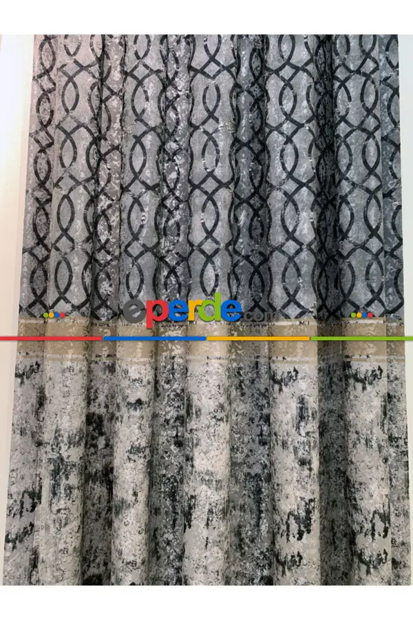 Yatak Odası - Brillant Fon Perde Fon Perde Yeni Moda Model Gri Füme Antrasit Renk Tasarım Yan Perde