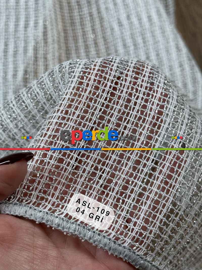 Oturma Odası - Simli Özel İplik Doğal Doku Düz Tül Perde - Özel Dokuma Ağır Gramajlı Premium