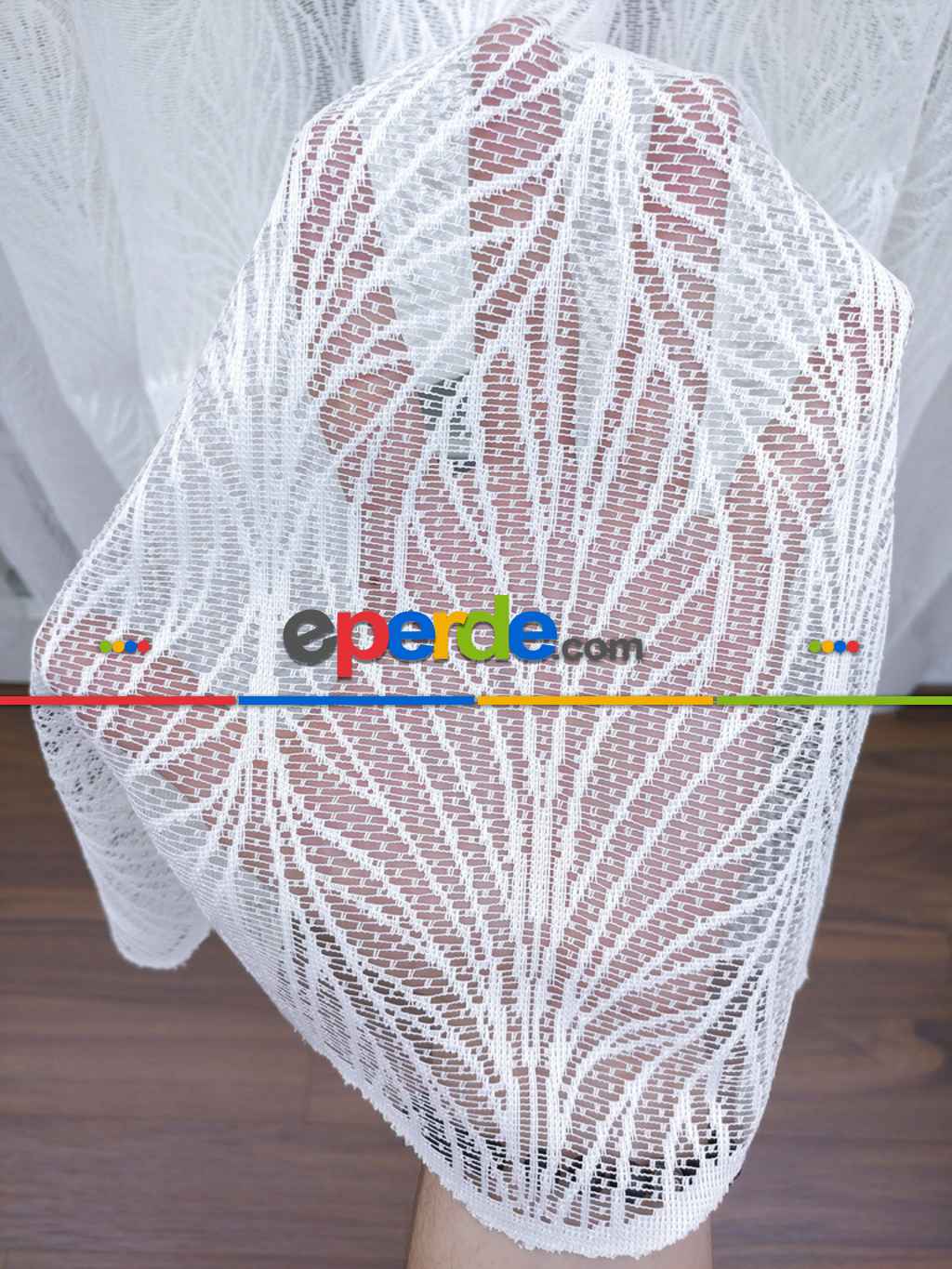 Örme Desenli Tül Perde 100% Orjinal Ürün- Ekru