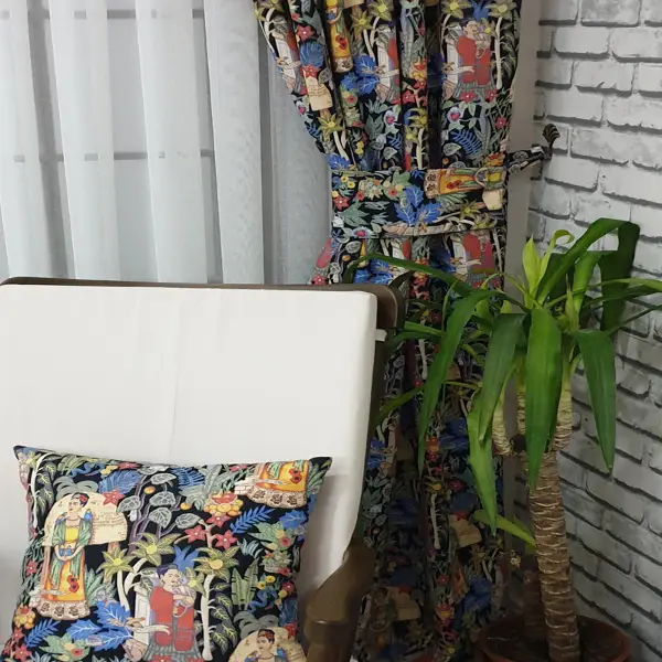 Popart Desenli Fon Perde Evmpopart4 Kumaşı Kalındır Duck Bezi Değildir- Çok Renkli 2