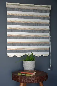 Halim Perdesan Yz-02 Beyaz, Krem & Karamel Renk Etekli Veya Eteksiz Zebra Stor Perde