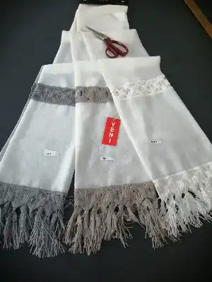 Yeni Sezon Keten Fantazi Brode Tül Perde - 3 Renk Seçenekli