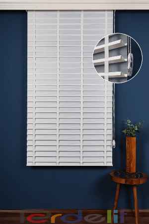 Beyaz 50mm Silüet Kumaş Jaluzi Perde