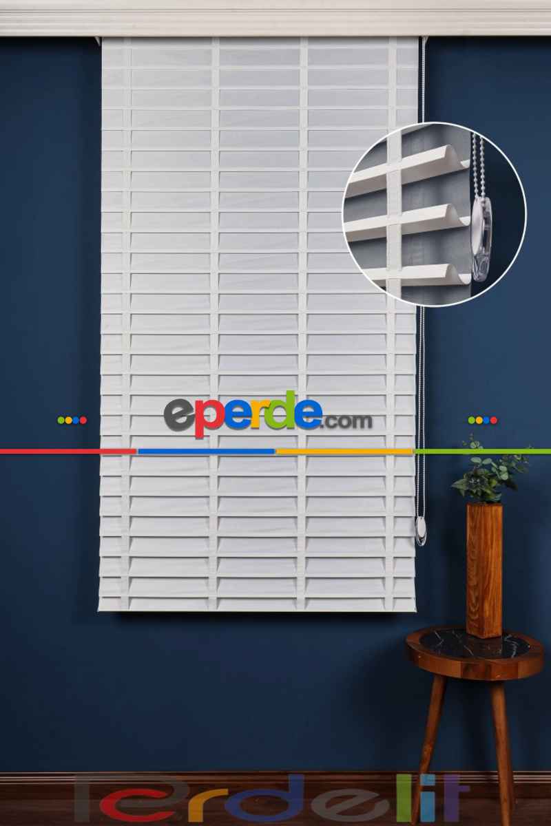 Beyaz 50mm Silüet Kumaş Jaluzi Perde