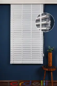 Beyaz 50mm Silüet Kumaş Jaluzi Perde