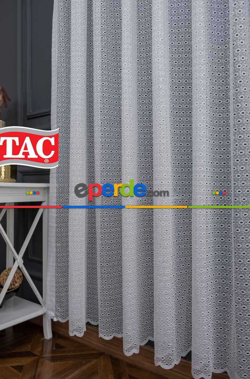 Taç Tül Perde - Dantella Tül Perde - Ütü İstemeyen Tül - Örme Delikli Tül - Spor Desenli Tül