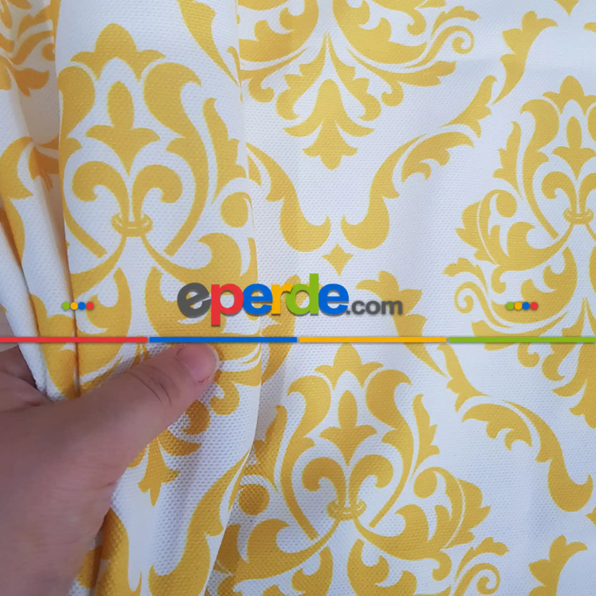 Salon Etnik Desenli Fon Perde K415-1 Kumaşı Kalındır Duck Bezi Değildir- Sarı