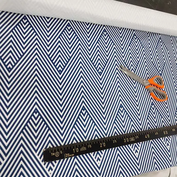 Lacivert Zigzak Desenli Fon Perde Evm620 Kumaşı Kalındır Duck Bezi Değildir- Lacivert-Beyaz