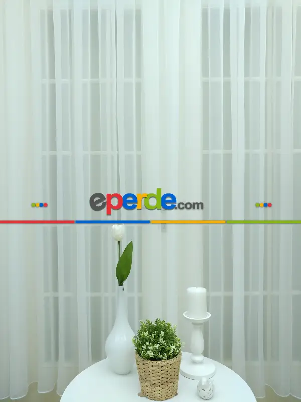 Salon Tül - Ekru Tergal Vual Düz Tül Perde- Ekru