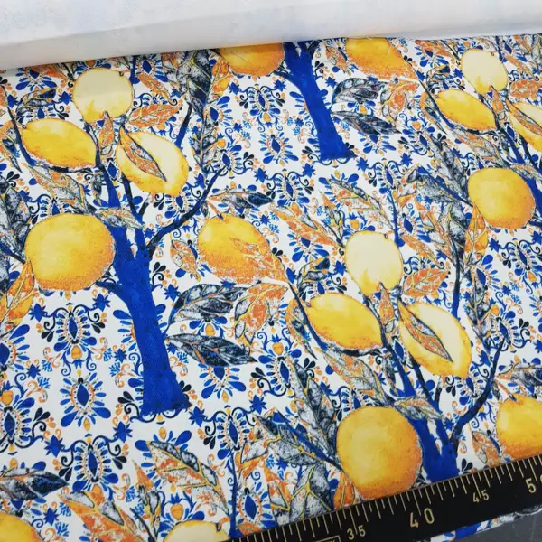 Limon Ağacı Desenli Fon Perde Evm1104 Kumaşı Kalındır Duck Bezi Değildir-  Çok Renkli 2