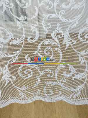 %55 İndirimli Hazır Ölçülü Sarmaşık Desenli Tül Perde - Ekru Bt 563