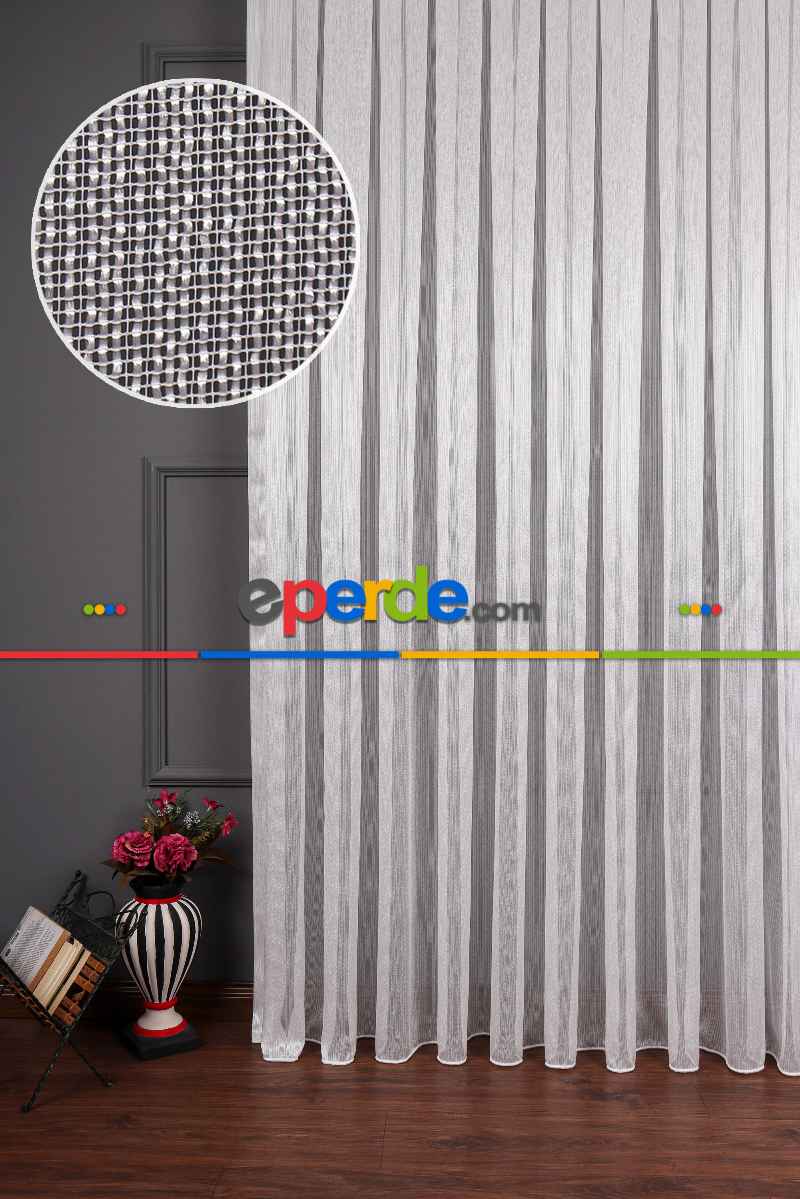 Yatak Odası - İnci Çizgili Armür Tül Perde Akdz 1038