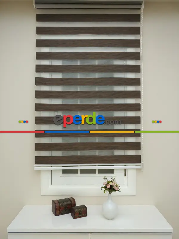 #üreticifirma %40 İndirimli Lüx Bambu Zebra Perde Ahşap Görünümlü -acı Kahve- Acı Kahve