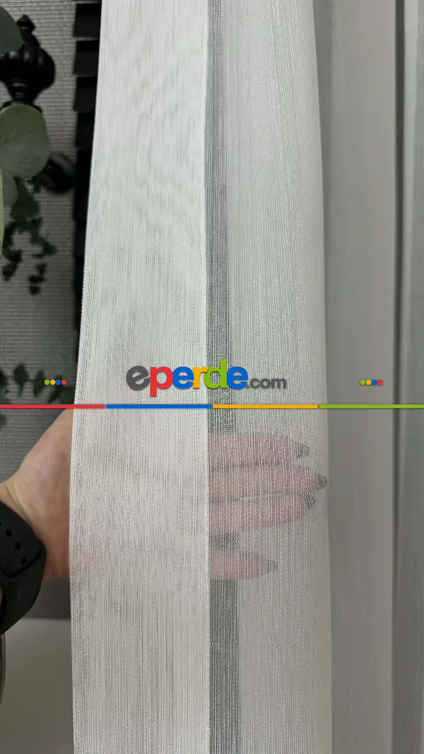 Mutfak Tül Yeni Sezon Vakko Bambu Dökümlü Düz Tül Perde