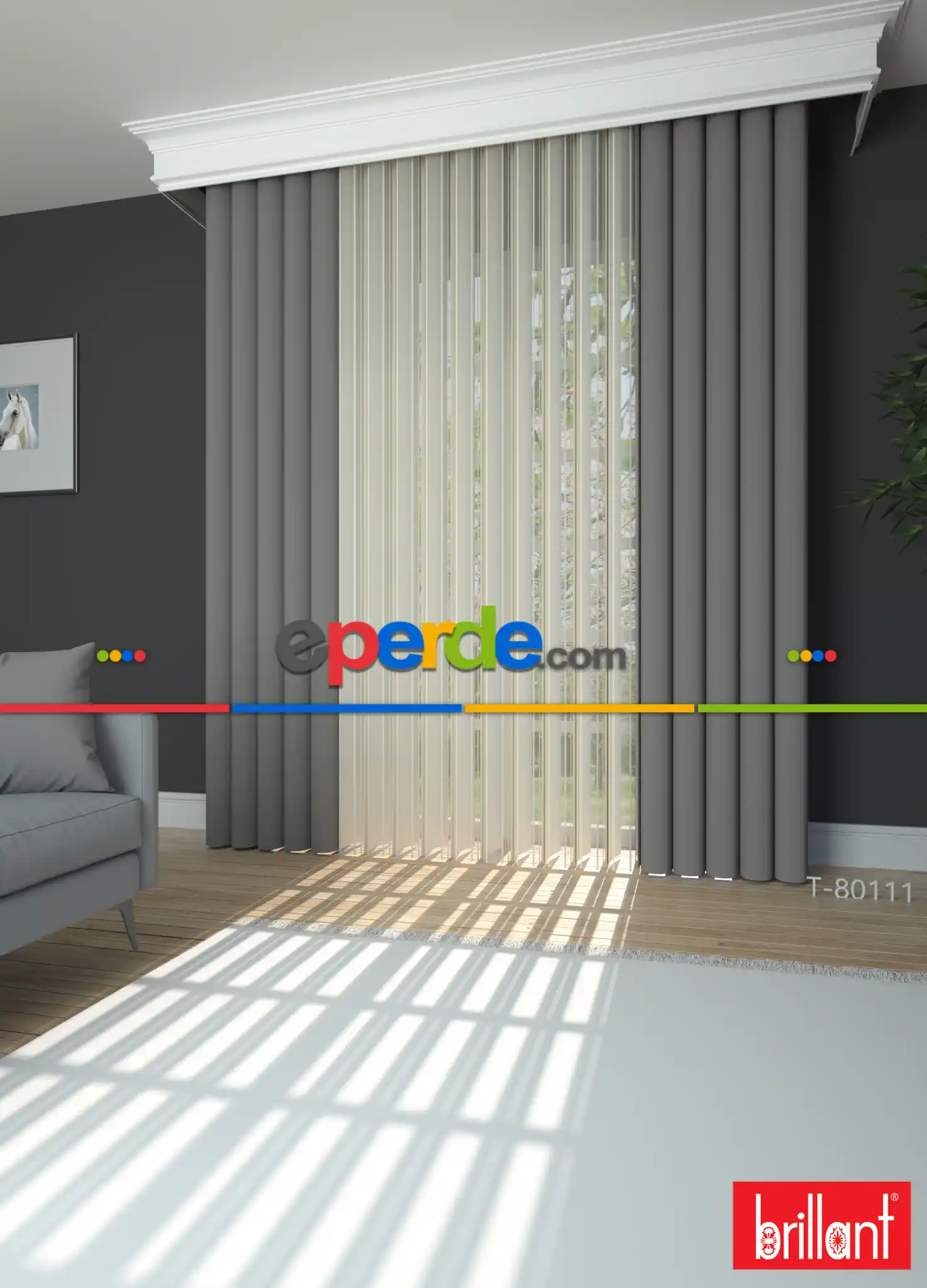 Brillant Akıllı Tül Perde Bronz Gri Renkli Tül Dikey Zebra Perde Düz 1. Kalite