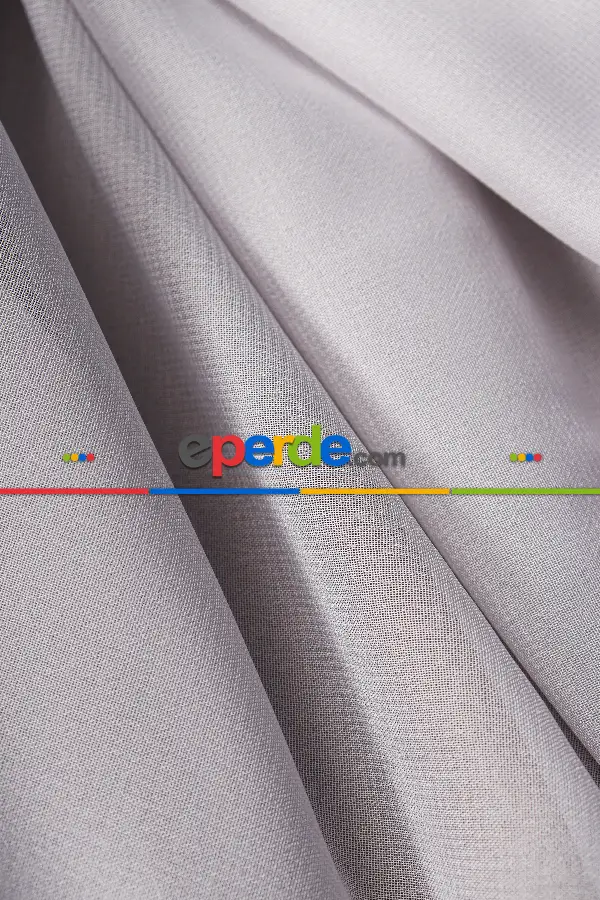 Krep Gri Düz Tül Perde