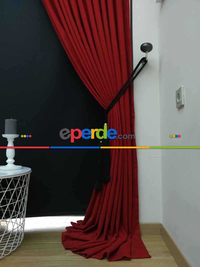 Düz Renk Dökümlü Fon Perde (150)- Kırmızı