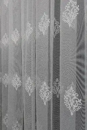 Grek Serpme Damask Desenli Motif İşlemeli - Ütü İstemez Tül Perde