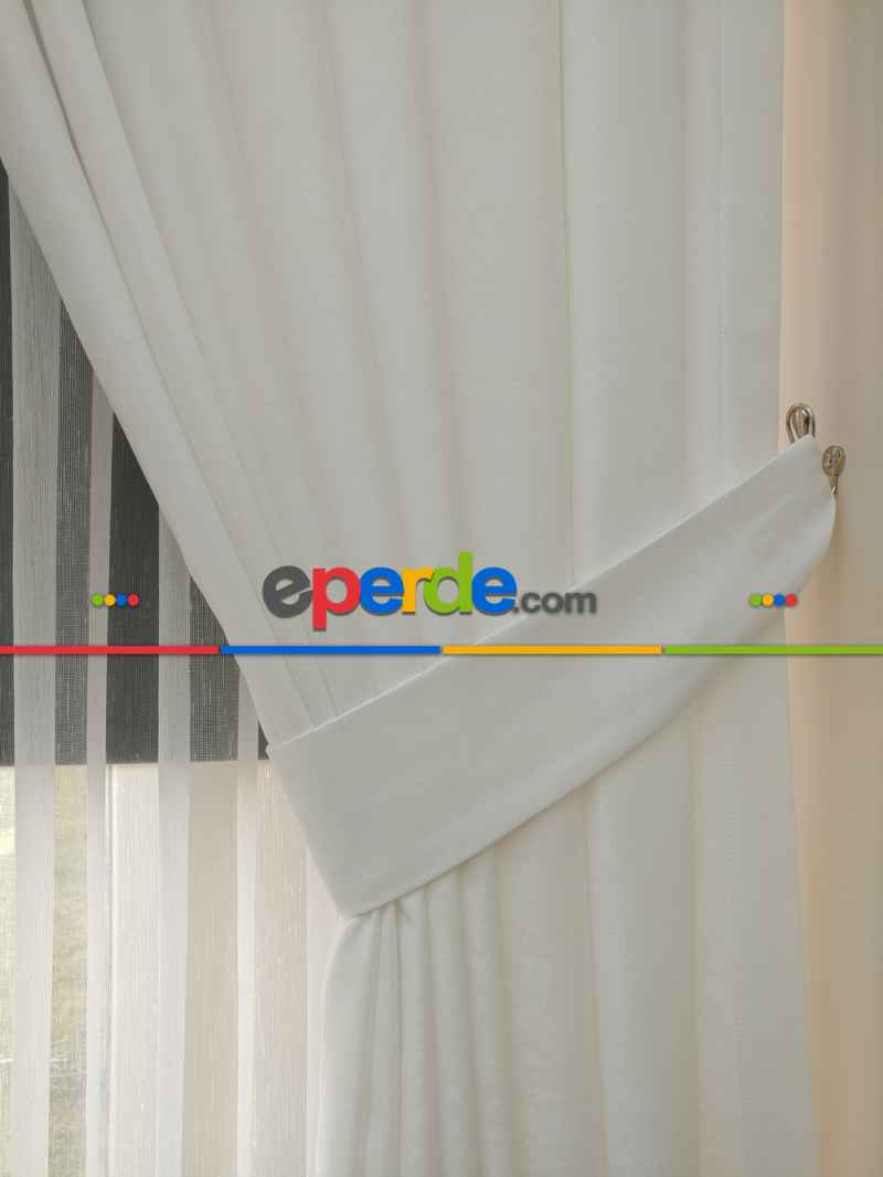 Soft Beyaz Fon Perde Geniş En (285)- Beyaz