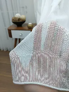 İnce Çizgili Tül Perde Çizgi Tül Sade Yeni Tasarım Model- Ekru - Kurşunlu Tül