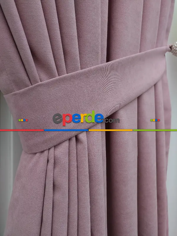 %25 İndirimli!!! Pudra Pembe Düz Fon Perde- Pudra