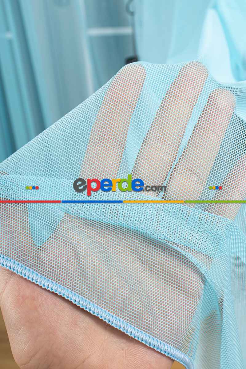 Yatak Odası - Turkuaz Grek Tül Perde Petek Zemin