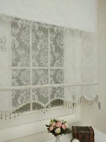 Mutfak Tül Stor Perde - Çiftli Sistem- Krem Açık