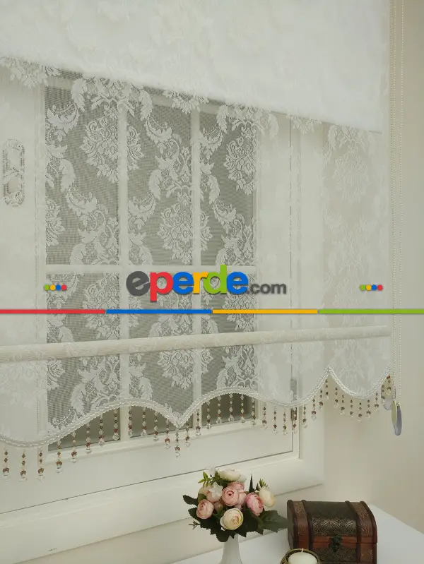 Yeni Sezon!! Çiftli Sistem Tül Ve Stor Perde- Ekru