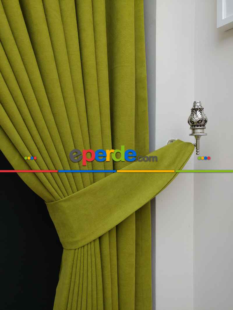 Düz Renk Dökümlü Fon Perde (150)- Fıstık Yeşili