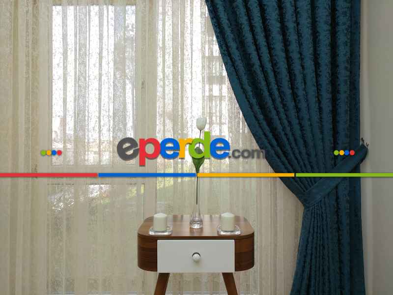 Lacivert Duz Jakar Fon Perde (150)- Lacivert Rengi