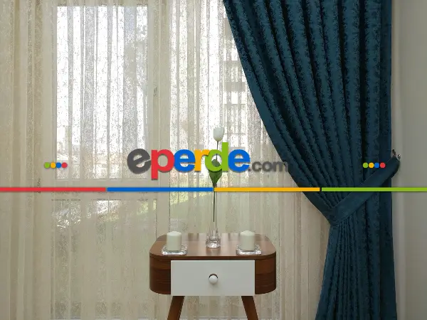 Lacivert Duz Jakar Fon Perde (150)- Lacivert Rengi