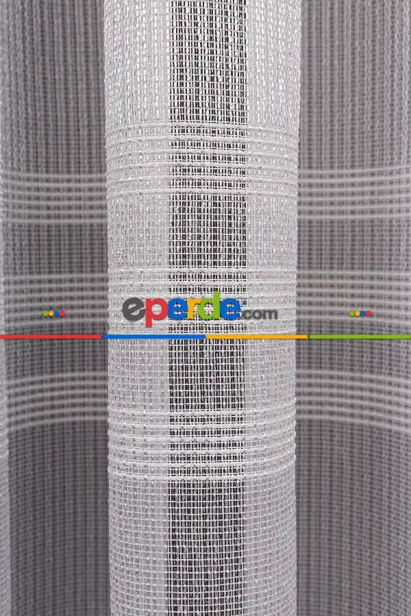 Mutfak Tül Bantlı 4 Sıra Keten Tül Perde Grz 2179 Ekru Renk