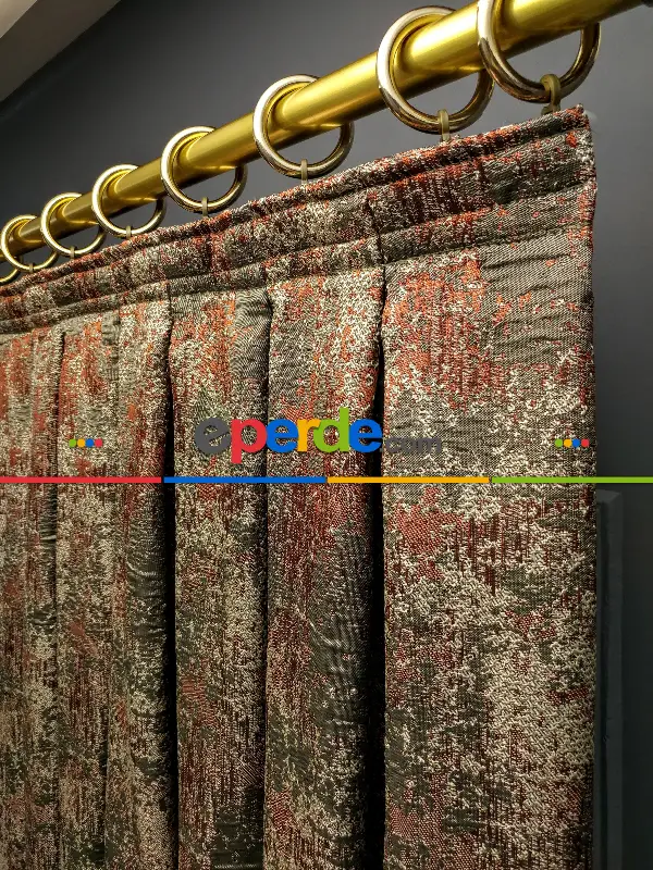 Modern Desenli Jakarlı Fon Perde Yeni Seri 401- Gri-füme-antrasit-füme-haki-kiremit Rengi