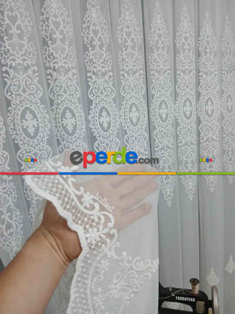 Yatak Odası - Brillant Beyaz Sim Varakli Şehrazat model Tül Perde