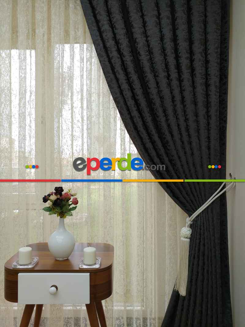 Acı Kahve Rengi Duz Jakar Fon Perde (150)- Acı Kahve