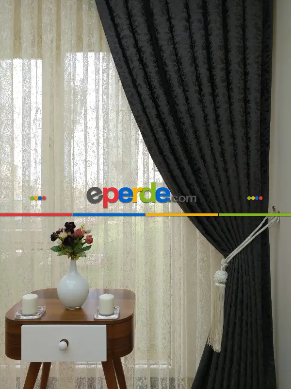 Acı Kahve Rengi Duz Jakar Fon Perde (150)- Acı Kahve