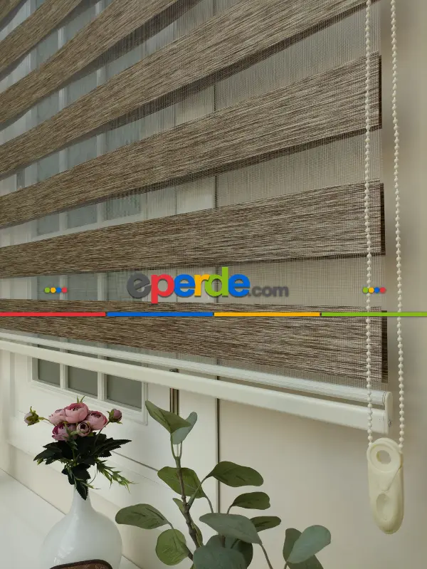 Zebra Perde - Bambu Zebra Perde- Kahve-Açık Vizon