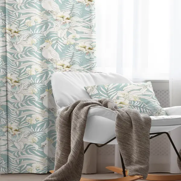 Oturma Odası Fon Perde Evim1529 Kumaşı Kalındır Duck Bezi Değildir- Mavi-beyaz