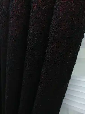 Siyah - Kırmızı Yanar Dönerli Örme Tül Fon Perde- Siyah Kırmızı