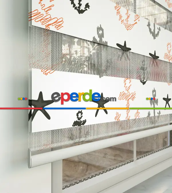 Çapa Baskılı Zebra Perde-hatalı- Beyaz-füme-somon-gri Koyu-kahve