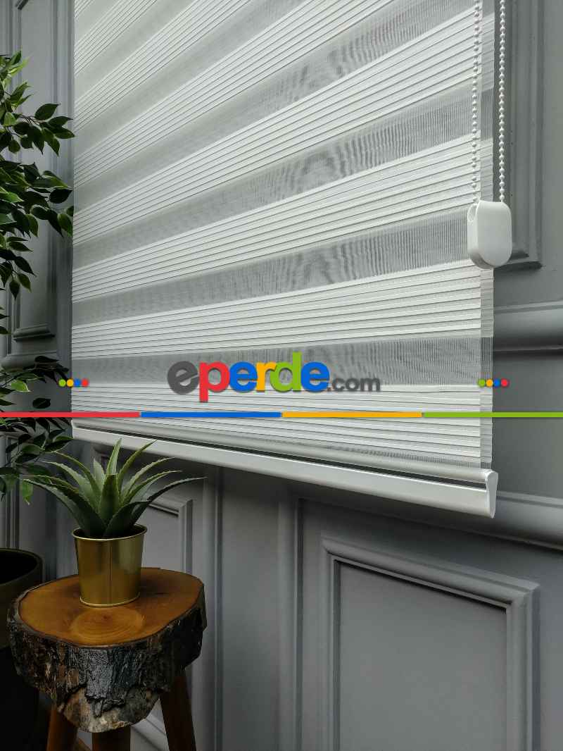 Mutfak - 2021 Sezonu - Zebra Perde - Dar Plise (pileli) Zebra Perde- Beyaz