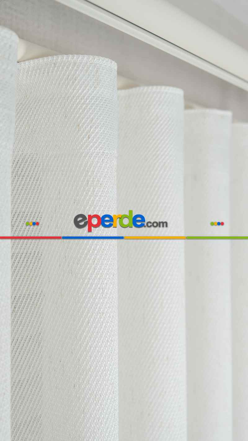 Ekru Sütlü Kahve Kırçıllı Tül Perde, Ağır Gramajlı Premium Seri, Kurşunlu Etek