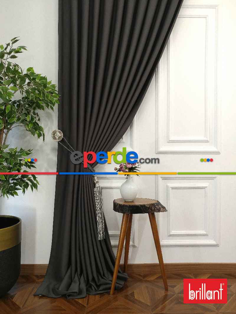 %99 Brillant Karartma Blackout Antrasit Gri Renk Fon Perde- Antrasit