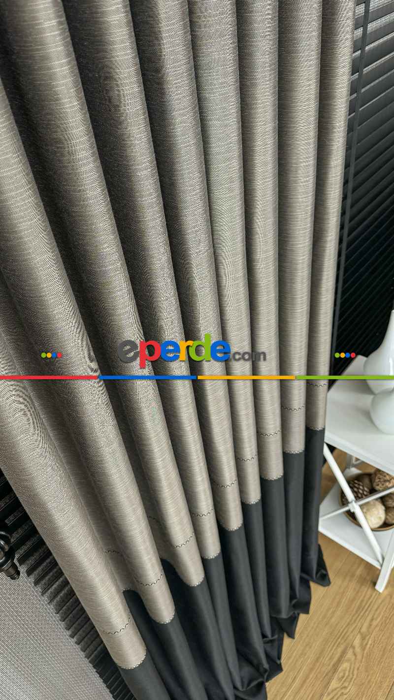 Açık Kahve Rengi / Siyah Fon Perde, Premium Serisi