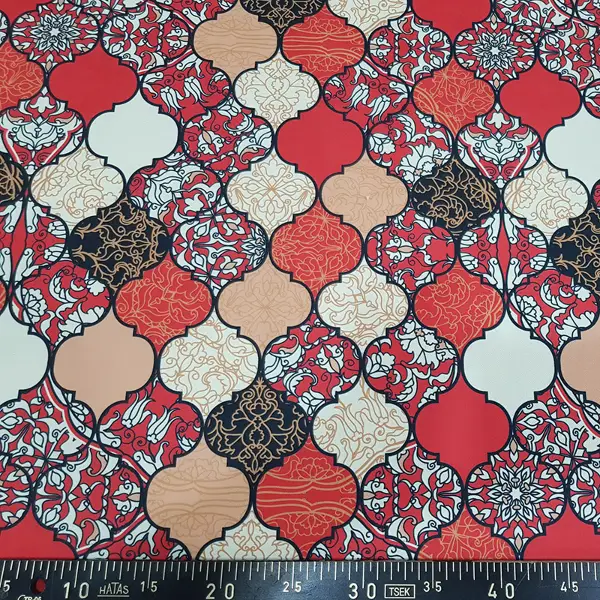 Bordo Osmanlı Desenli Fon Perde Evm598 Kumaşı Kalındır Duck Bezi Değildir- Sarı-Beyaz-Bordo