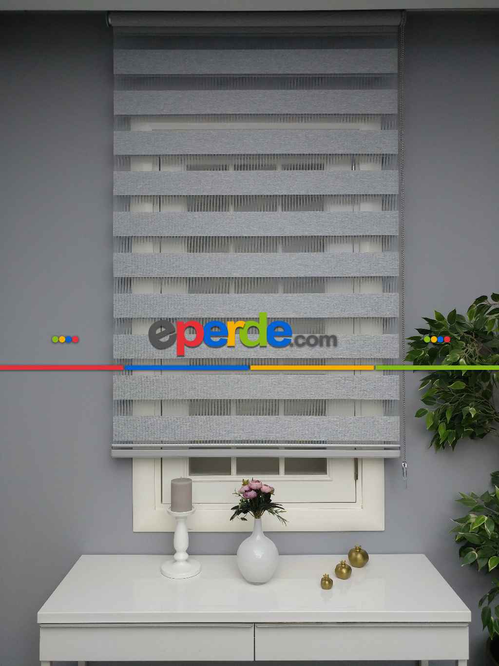 Gri Perle Home Düz Zebra Perde