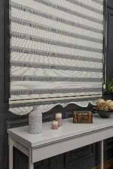 120x200 Hazır Krem Dar Plise Zebra Perde