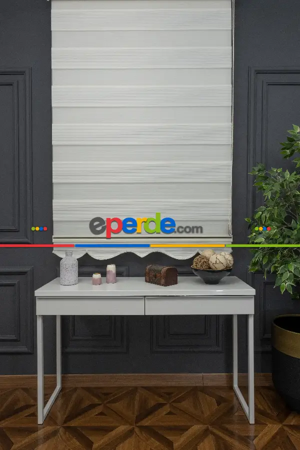 70x200 Hazır Krem Geniş Plise Zebra Perde