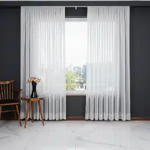 Etek Ucu Nakış İşlemeli Tül Perde